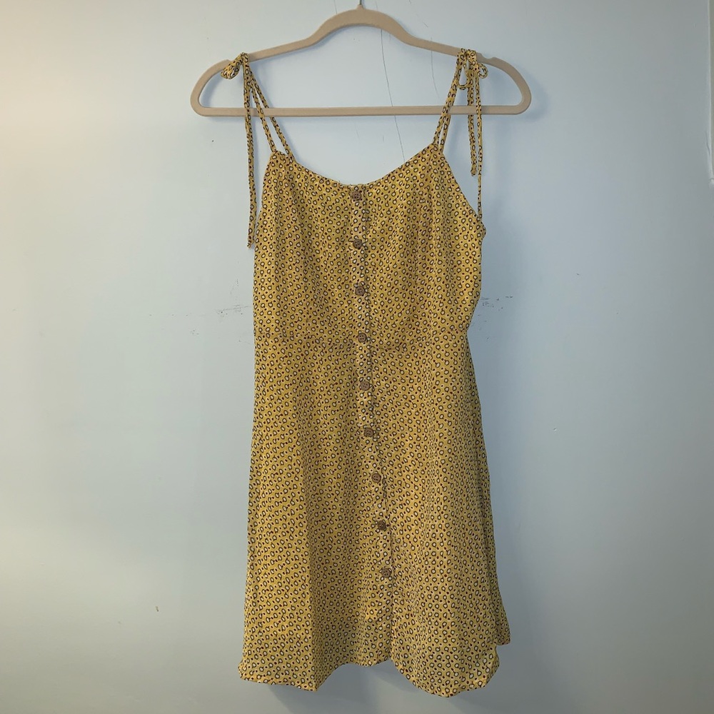 yellow, button front skater dress